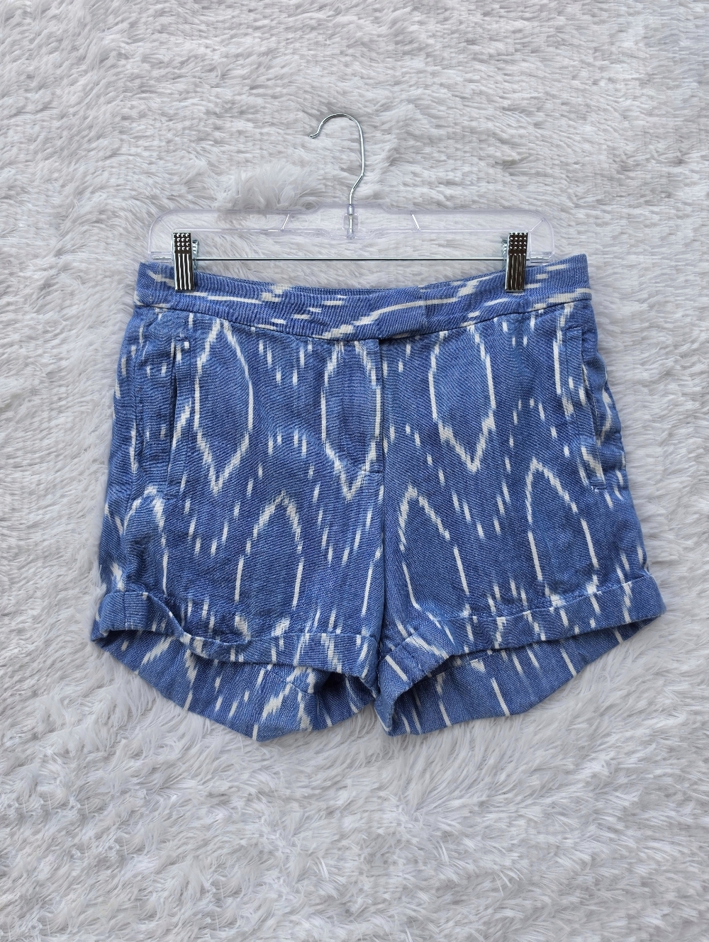 J. Crew Blue Printed Cotton‎ Cuffed Shorts